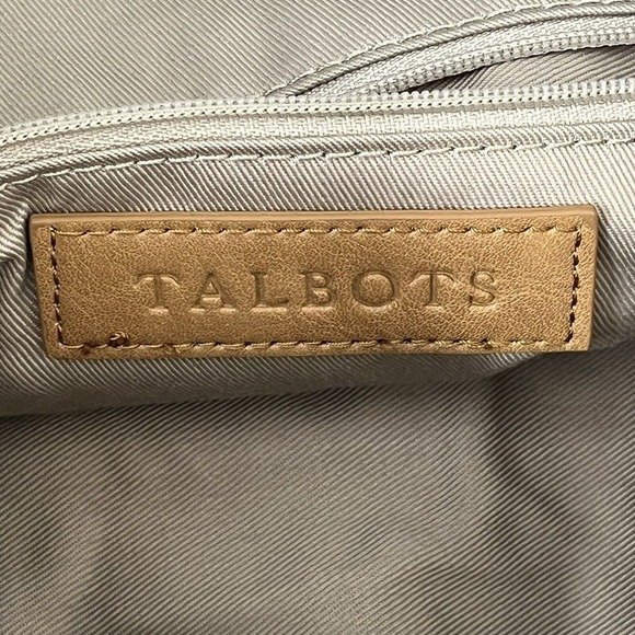 Talbots Hand Crochet Straw Circle Handle Tote Bag Colorblock Brown Cream Tan NEW - Picture 9 of 9